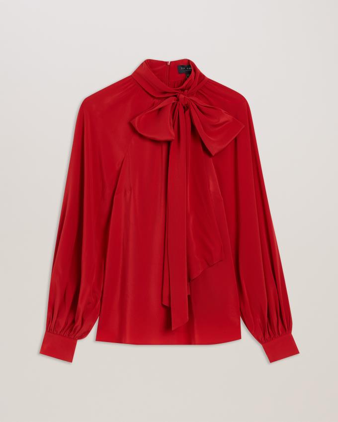 Chemisier Ted Baker Oversized Bow Silk Rouge Femme | PUI-03198735